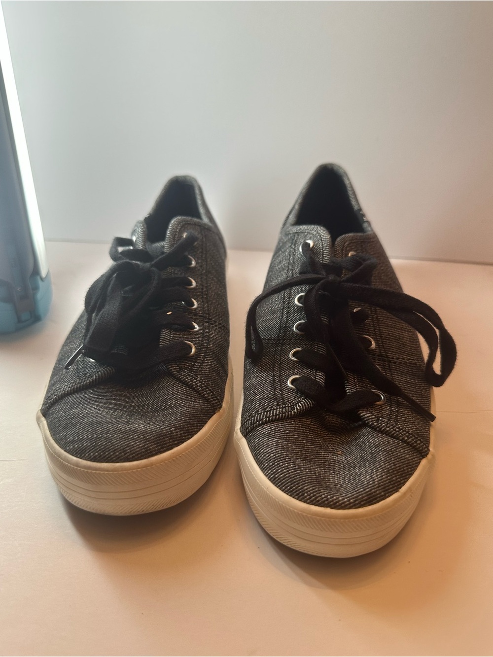 Keds Black Canvas Low-Top Lace Sneakers with White Sole